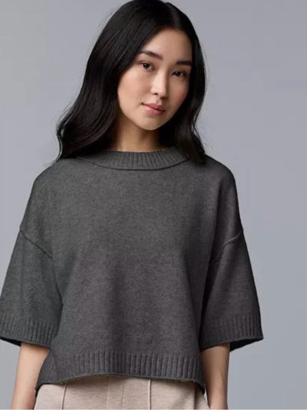 Simply Vera Vera Wang Cashmere Blend Short Sleeve Sweater XS